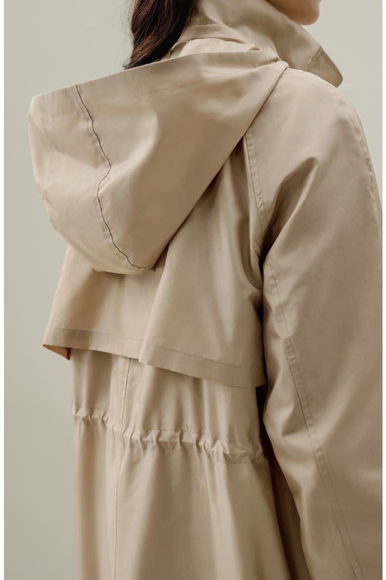 Silk Taffeta Water-Repellent Coat, Alternate, color, Gravel Gold