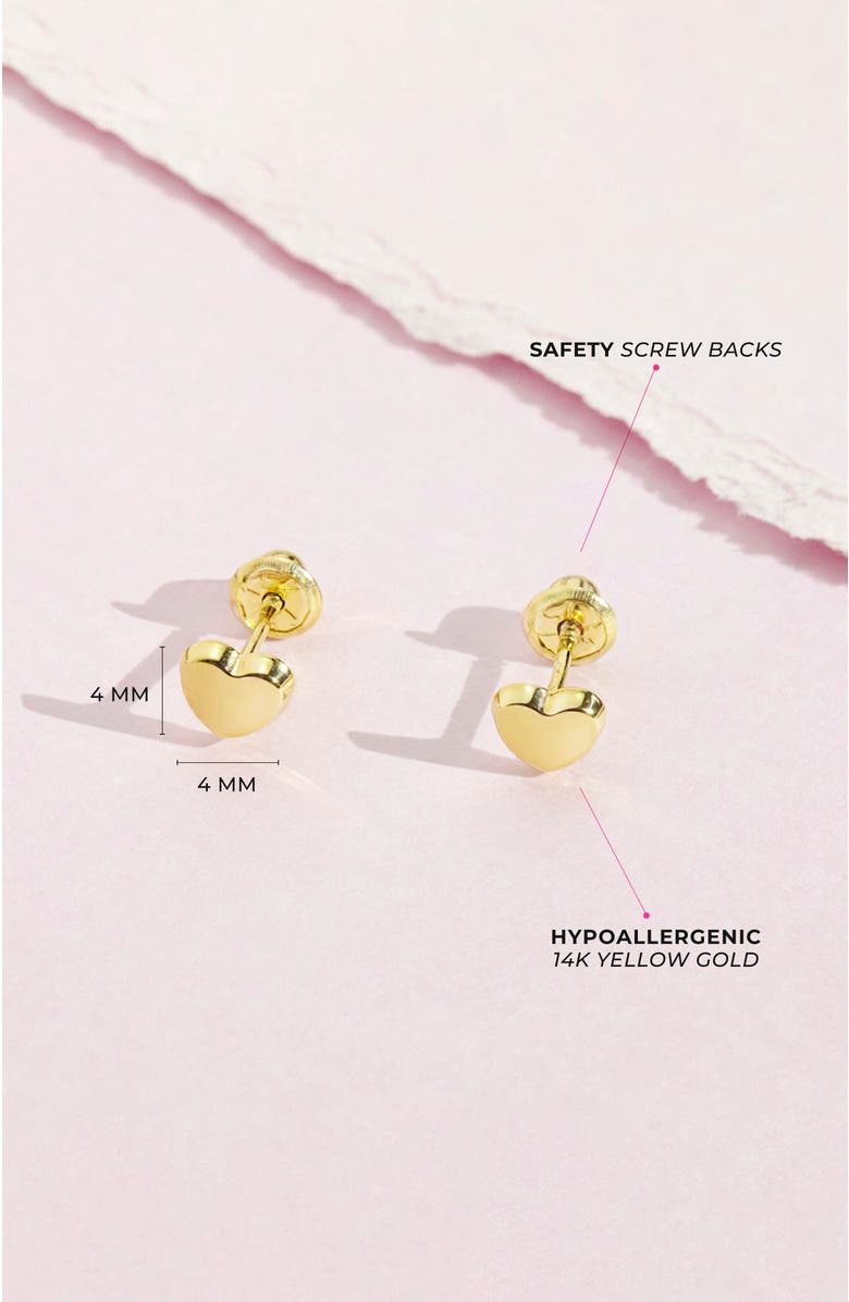 In Season Jewelry 14k Polished Heart Earrings, Alternate, color, Gold