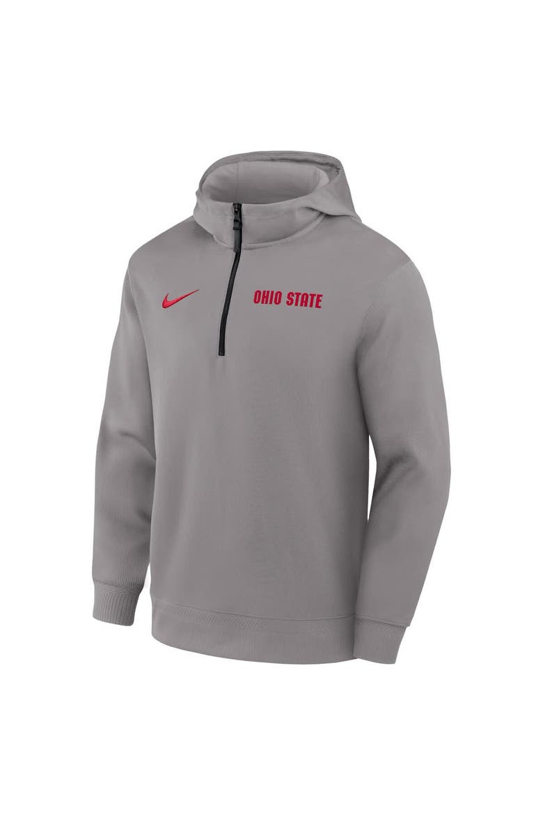 Men's Nike Gray Ohio State Buckeyes 2025 Coaches Premium Dri-FIT Quarter-Zip Hoodie, Alternate, color, Gray