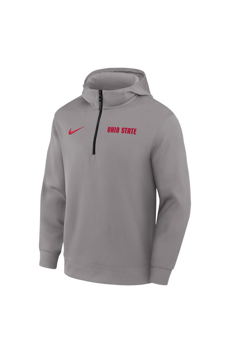 Nike Men's Nike Gray Ohio State Buckeyes 2025 Coaches Premium Dri-FIT Quarter-Zip Hoodie, Alternate, color, Gray