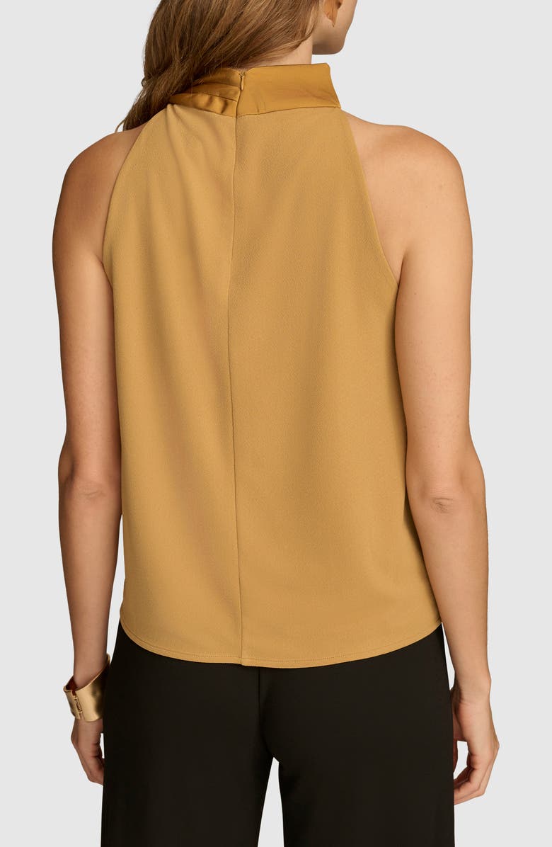 Donna Karan New York Twisted Mock Neck Satin Sleeveless Top, Alternate, color, 