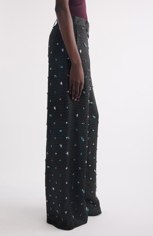Dries Van Noten Penn Crystal Embellished Wide Leg Pants In Multi