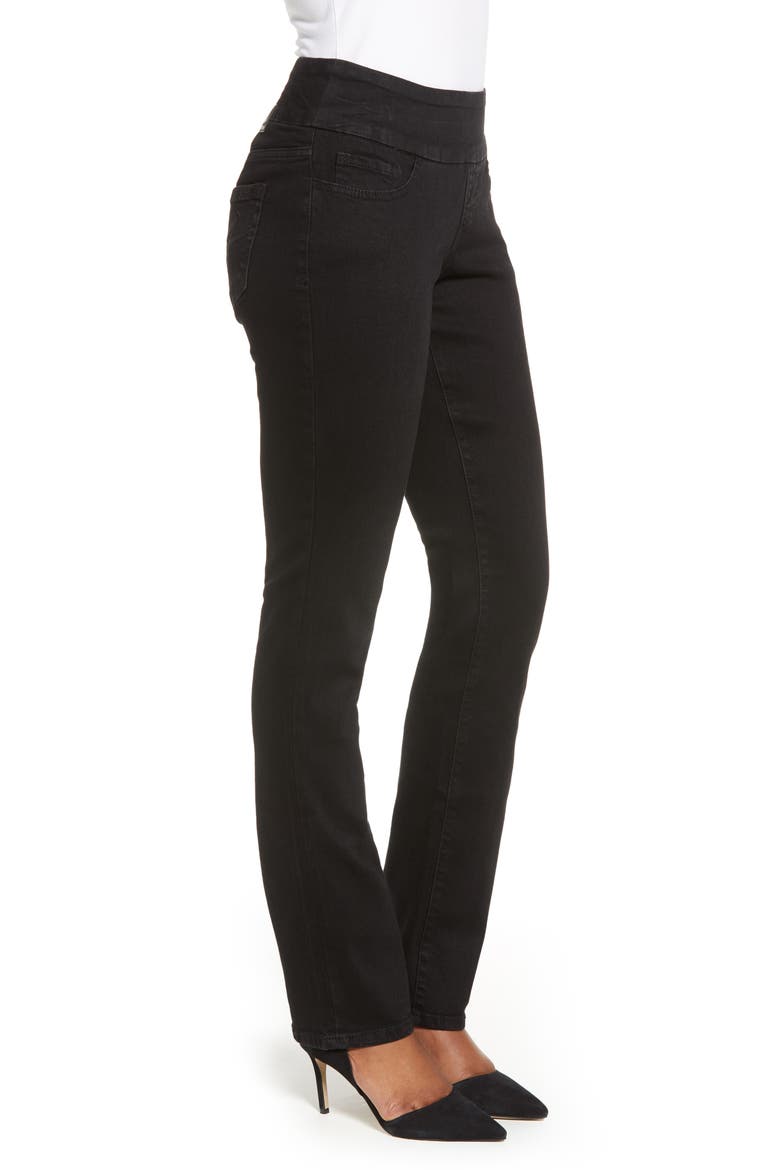 Jeans Peri Pull-On Stretch Straight Leg Jeans, Alternate, color, BLACK