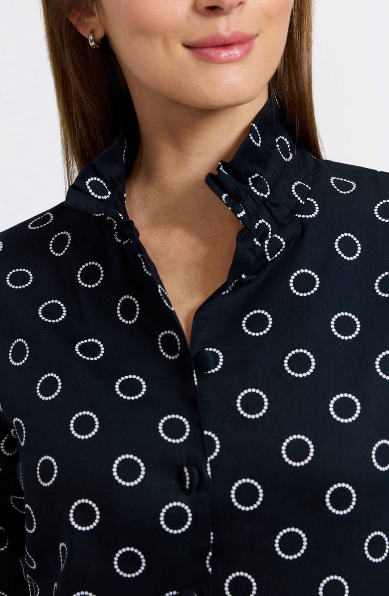 Foxcroft Carolina Circle Print Cotton Button-Up Shirt, Alternate, color, Black/ White