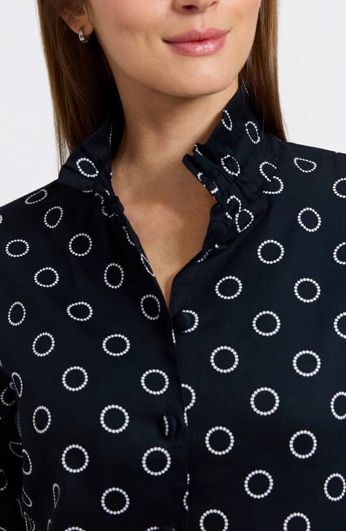 Foxcroft Carolina Circle Print Cotton Button-up Shirt In Black
