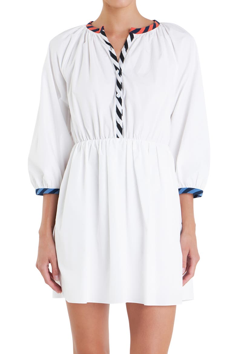 Stripe Poplin Minidress, Alternate, color, WHITE
