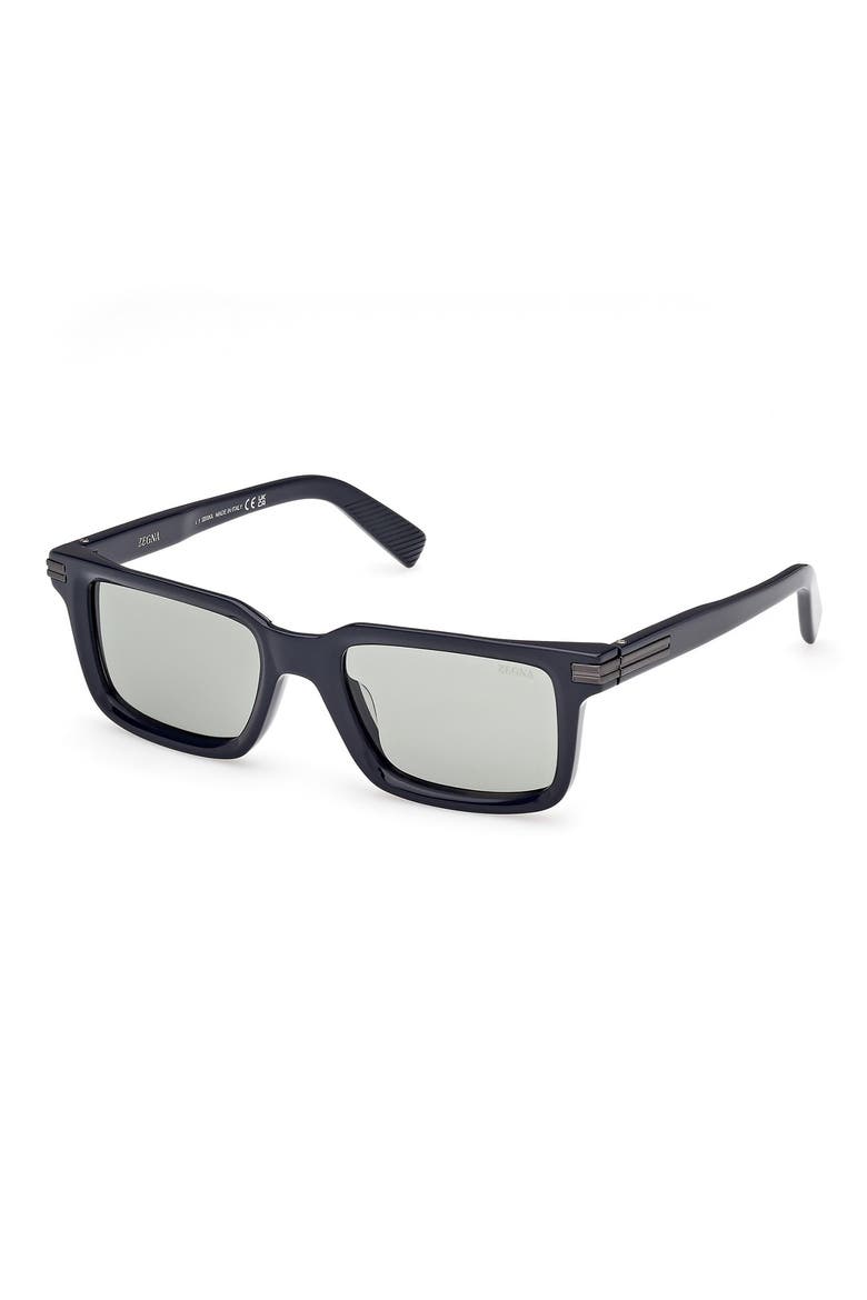 53mm Rectangular Sunglasses, Alternate, color, SHINY BLUE / MATTE GUNMETAL