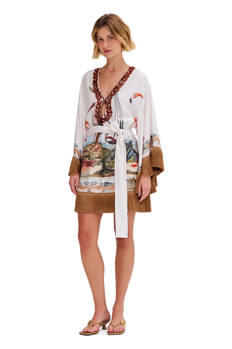 Paradise Land Mini Caftan, Main, color, OFF WHITE