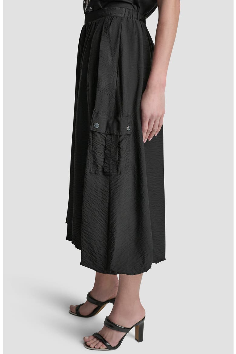 Bubble Cargo Pull On Midi Skirt, Alternate, color, BLACK