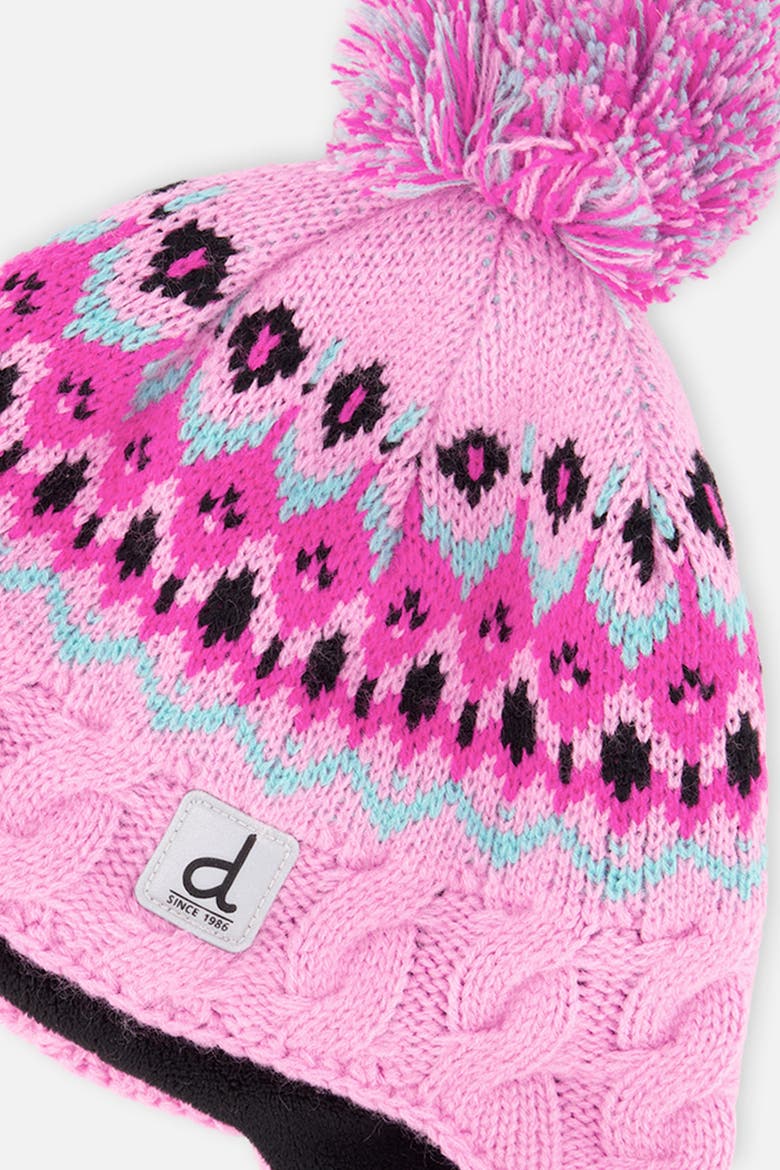Colorblock Winter Peruvian Cable Pompom Earflap Knit Hat, Alternate, color, Mint Green, Blue & Pinkish