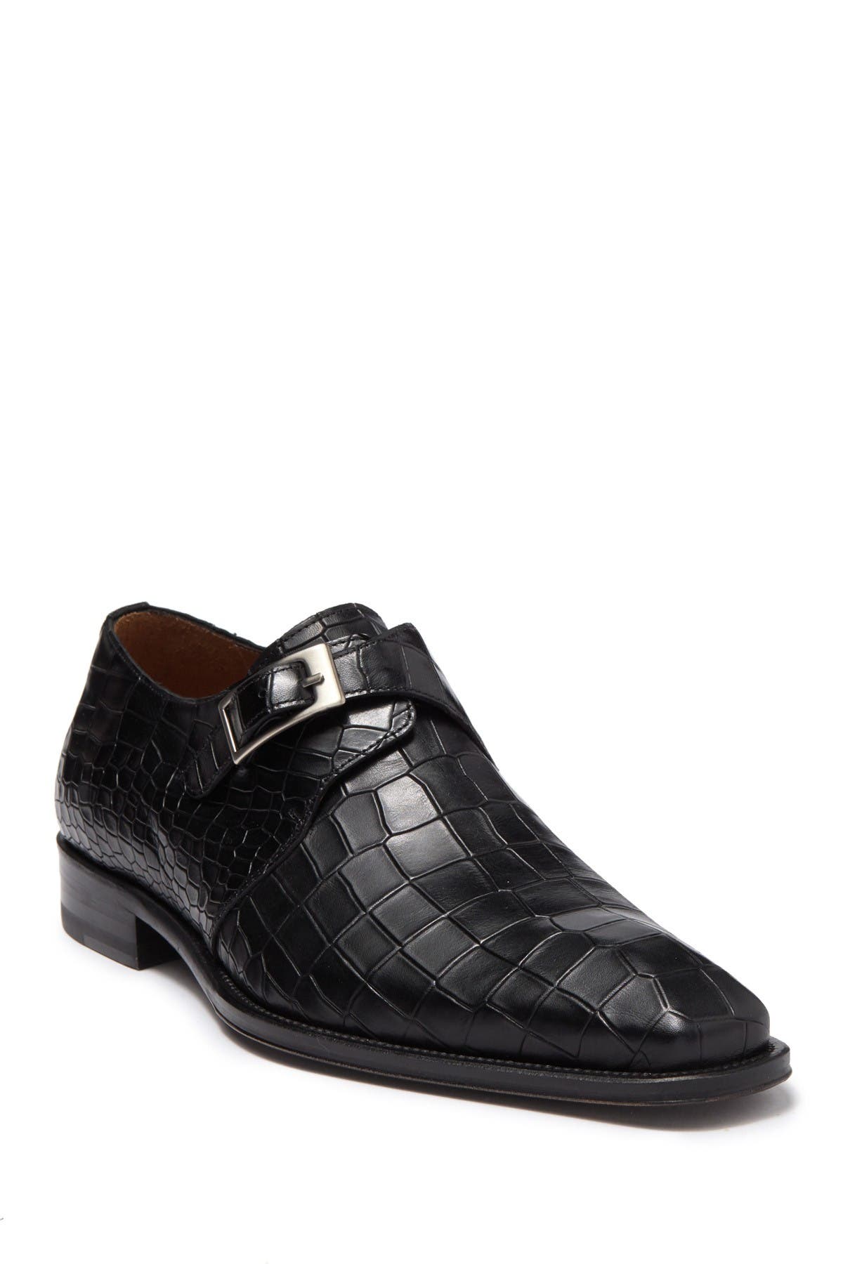 Mezlan Croc Embossed Monk Strap Dress Shoe, Main, color, 