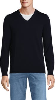 Lands' End Fine Gauge Cotton V Neck Sweater