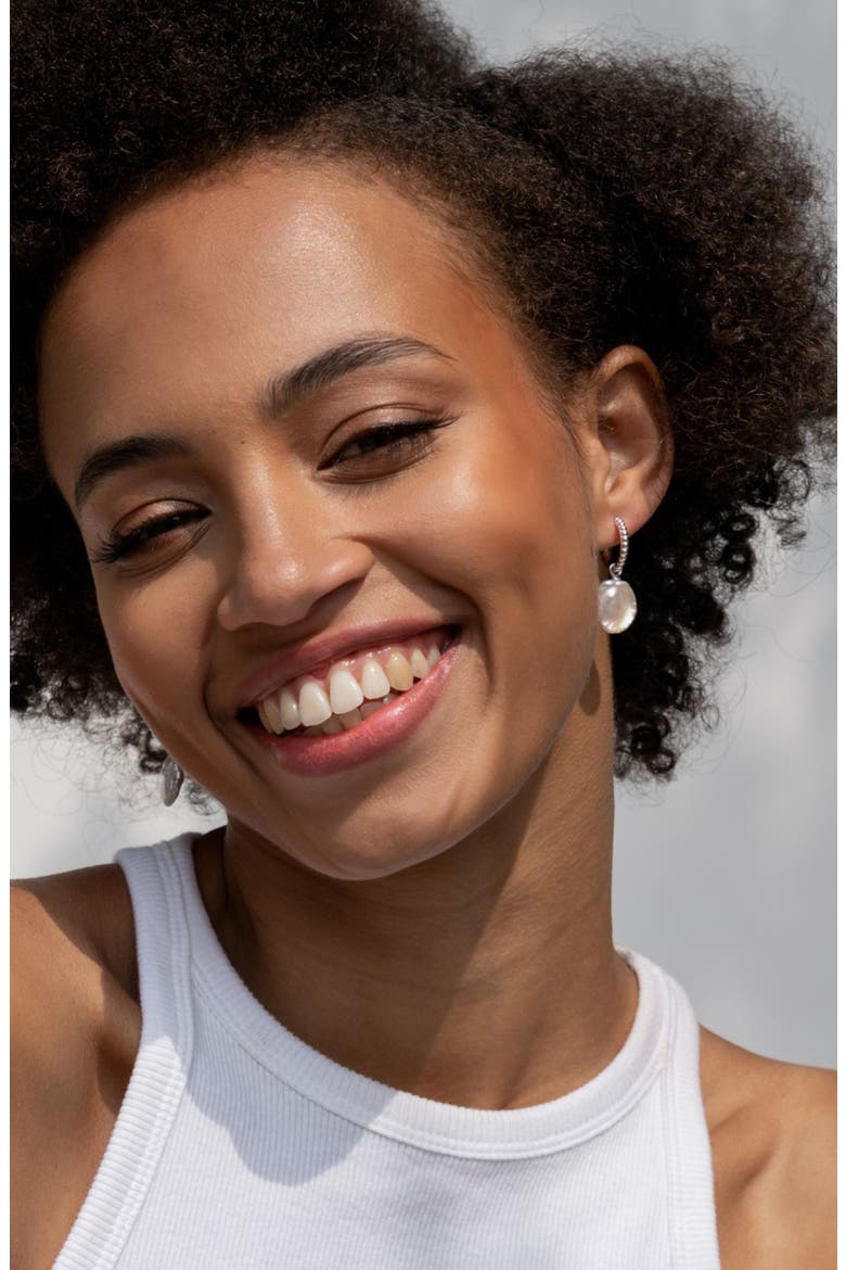 Timeless Keshi Pearl Hoops, Alternate, color, Sterling Silver