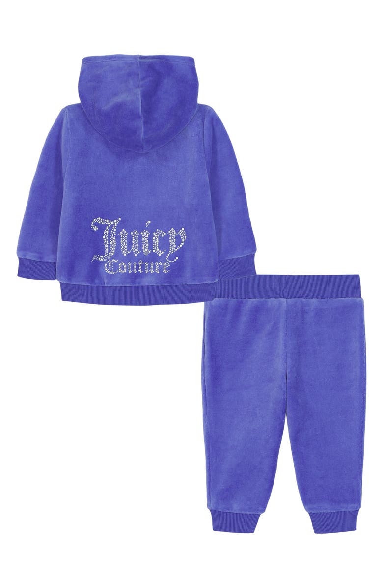 Juicy Couture Logo Velour Hoodie & Pants Set, Alternate, color, Periwinkle