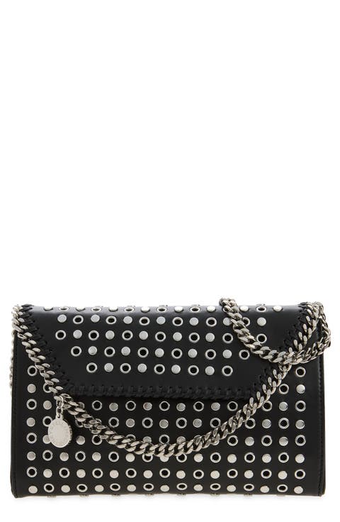 Falabella Studded Faux Leather Wallet on a Chain
