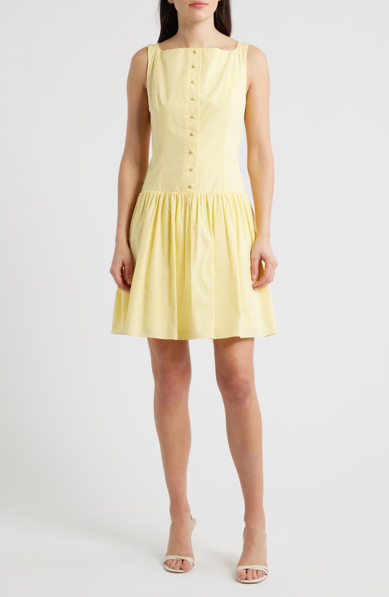 Julia Jordan Square Neck Sleeveless Cotton Dress, Main, color, Yellow