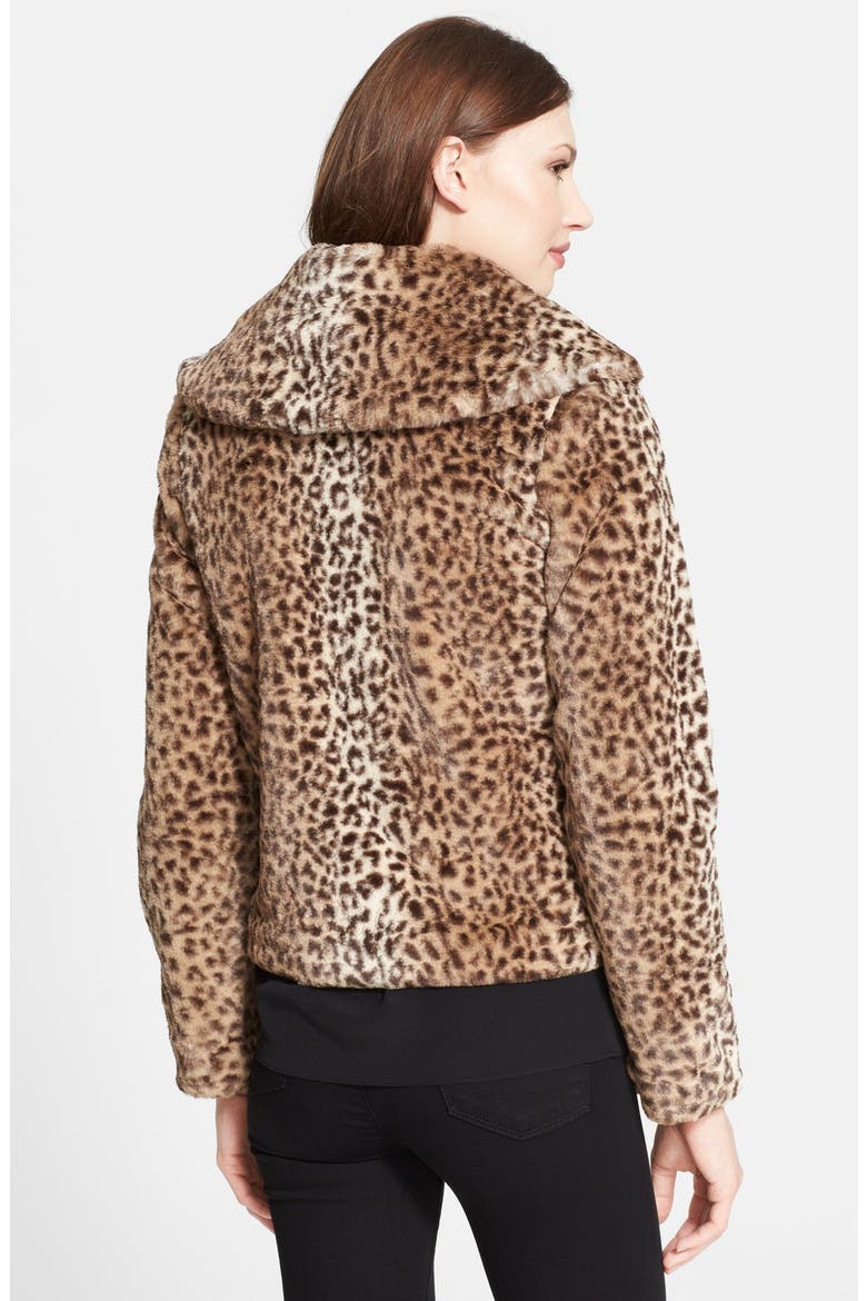 Leopard Print Faux Fur Crop Jacket, Alternate, color, SAFARI