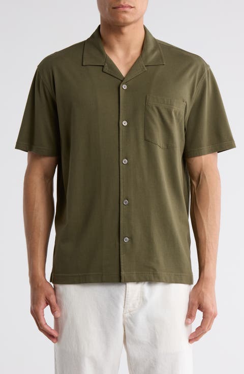 Jersey Short Sleeve Button-Up Resort Shirt