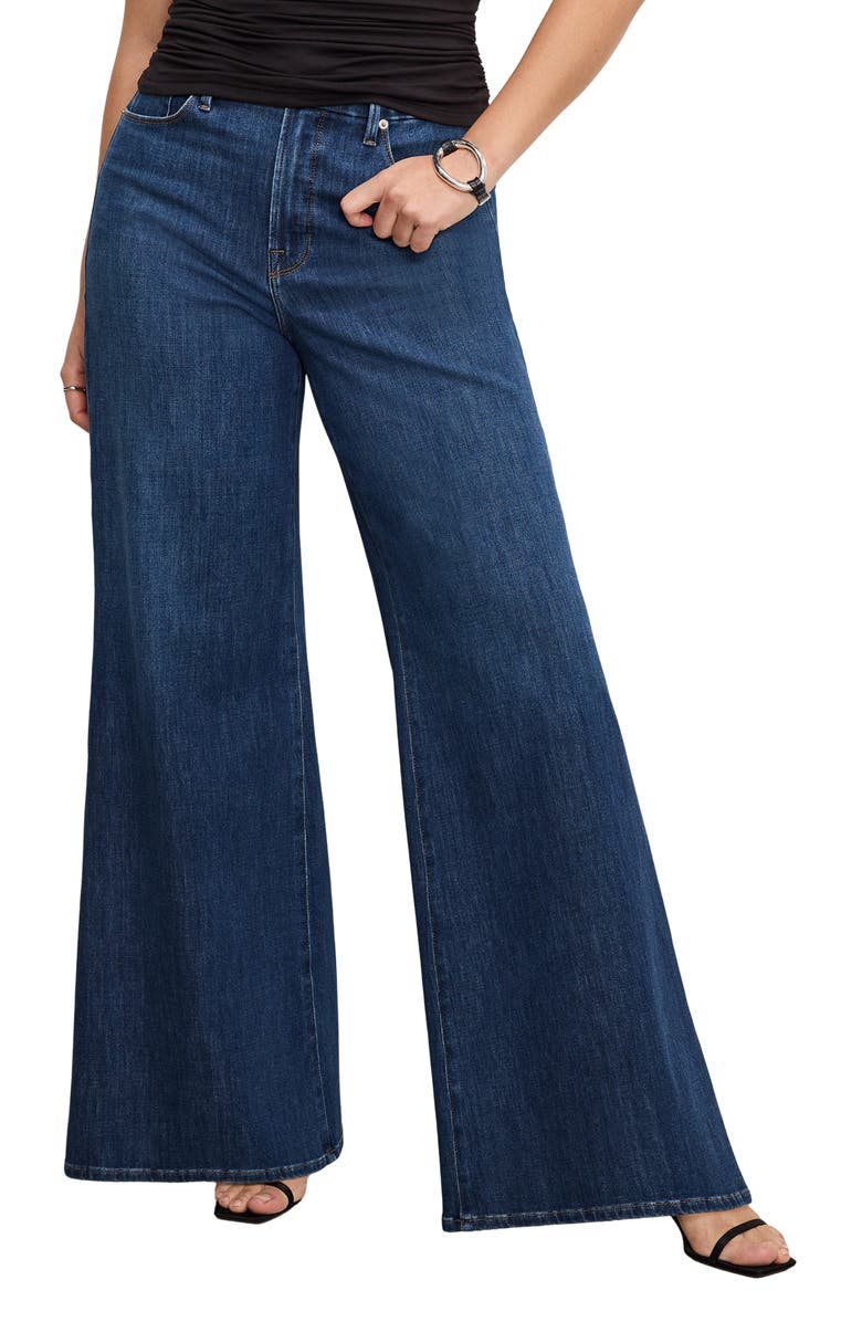 Good American Soft-Tech Good Waist Palazzo Jeans, Alternate, color, Indigo977