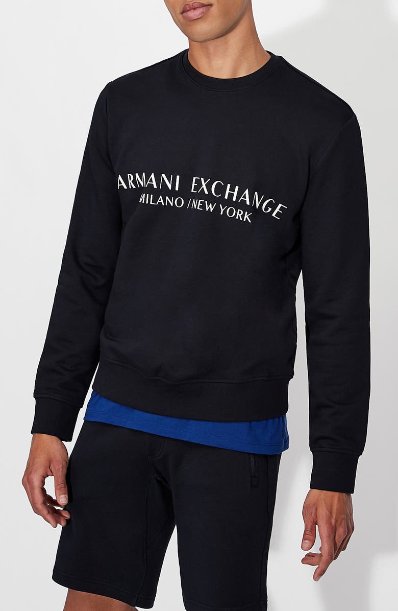 Armani Exchange Milano/New York Logo Crewneck Sweatshirt, Alternate, color,