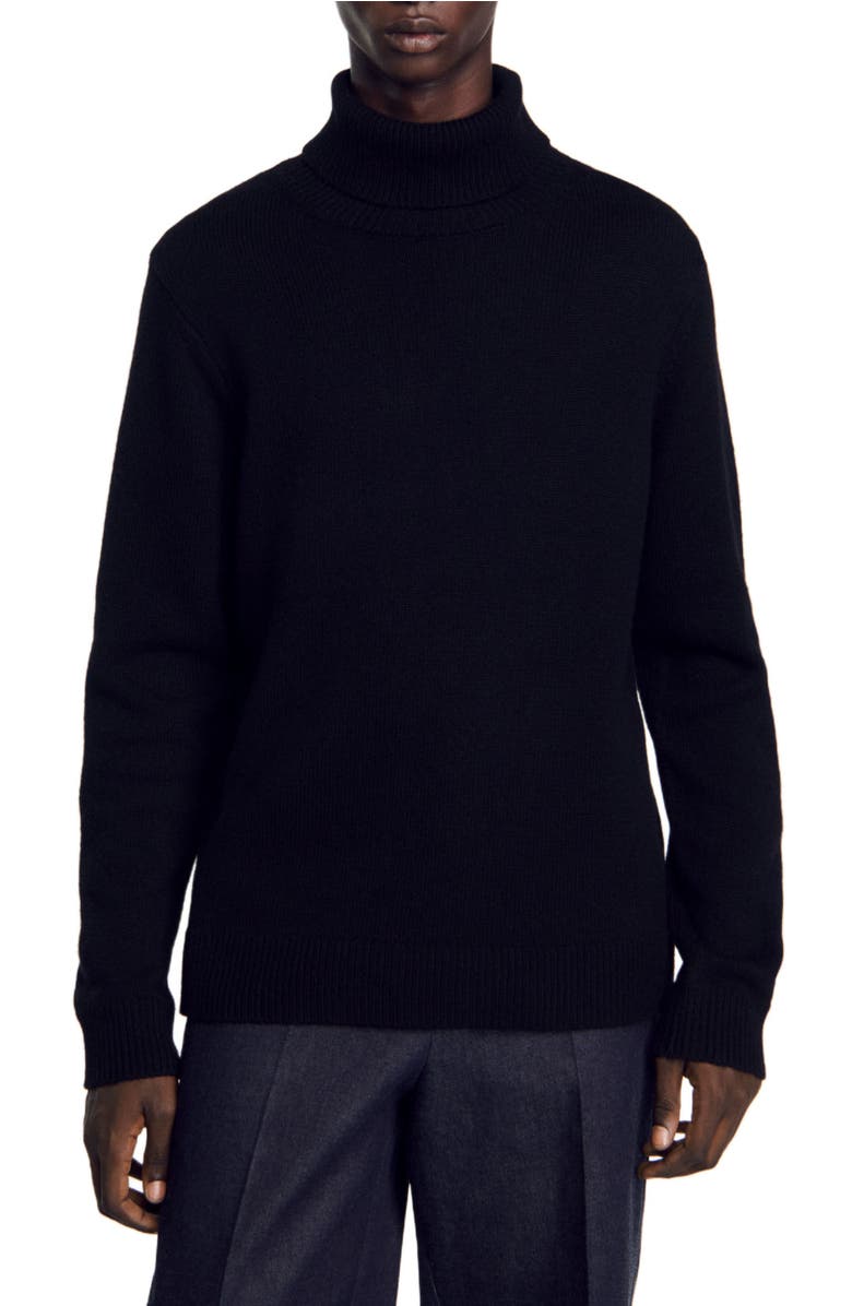 SANDRO Wool and cashmere turtleneck sweater, Main, color,