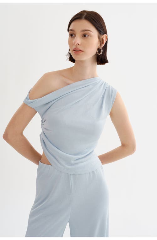 Lamarque One Shoulder Ruched Top In Blue