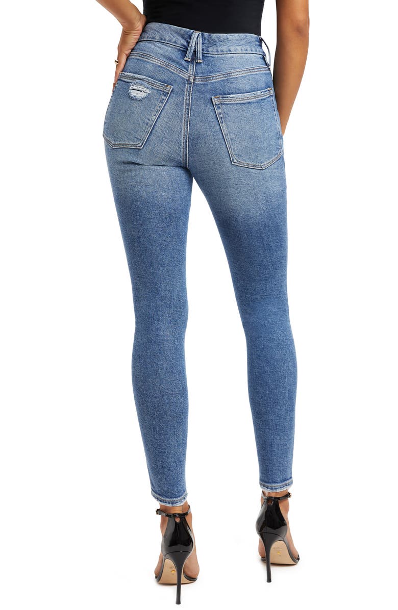 Good American Good High Waist Ripped Skinny Jeans, Alternate, color, 