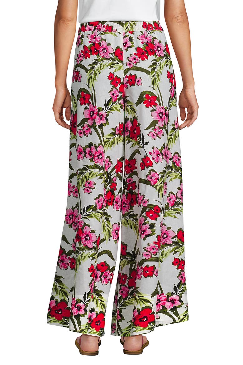 Tall Linen High Rise Palazzo Pants - Set Bottom, Alternate, color, Ivory/Pink Multi Floral Tropic