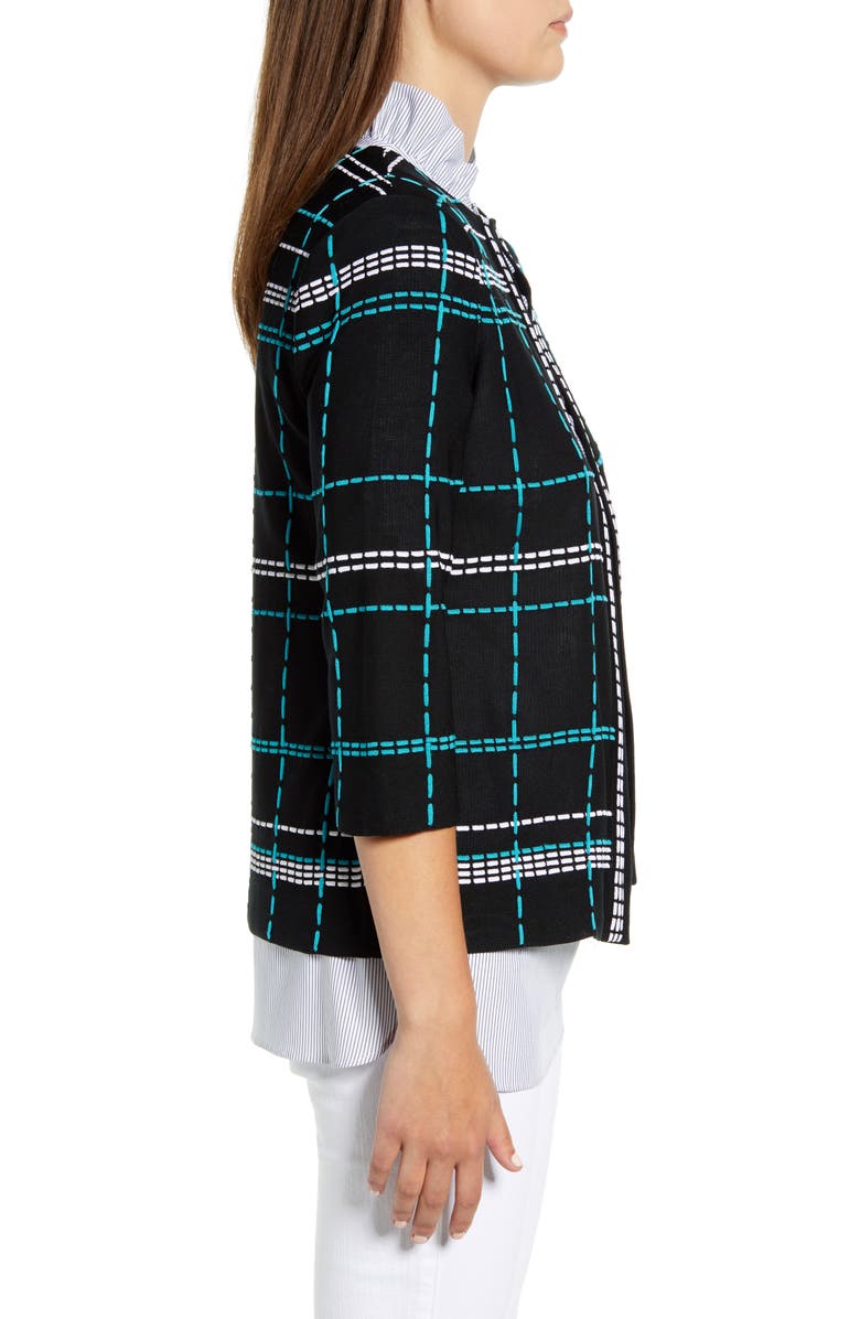 Ming Wang Pickstitch Plaid Boxy Jacket, Alternate, color,