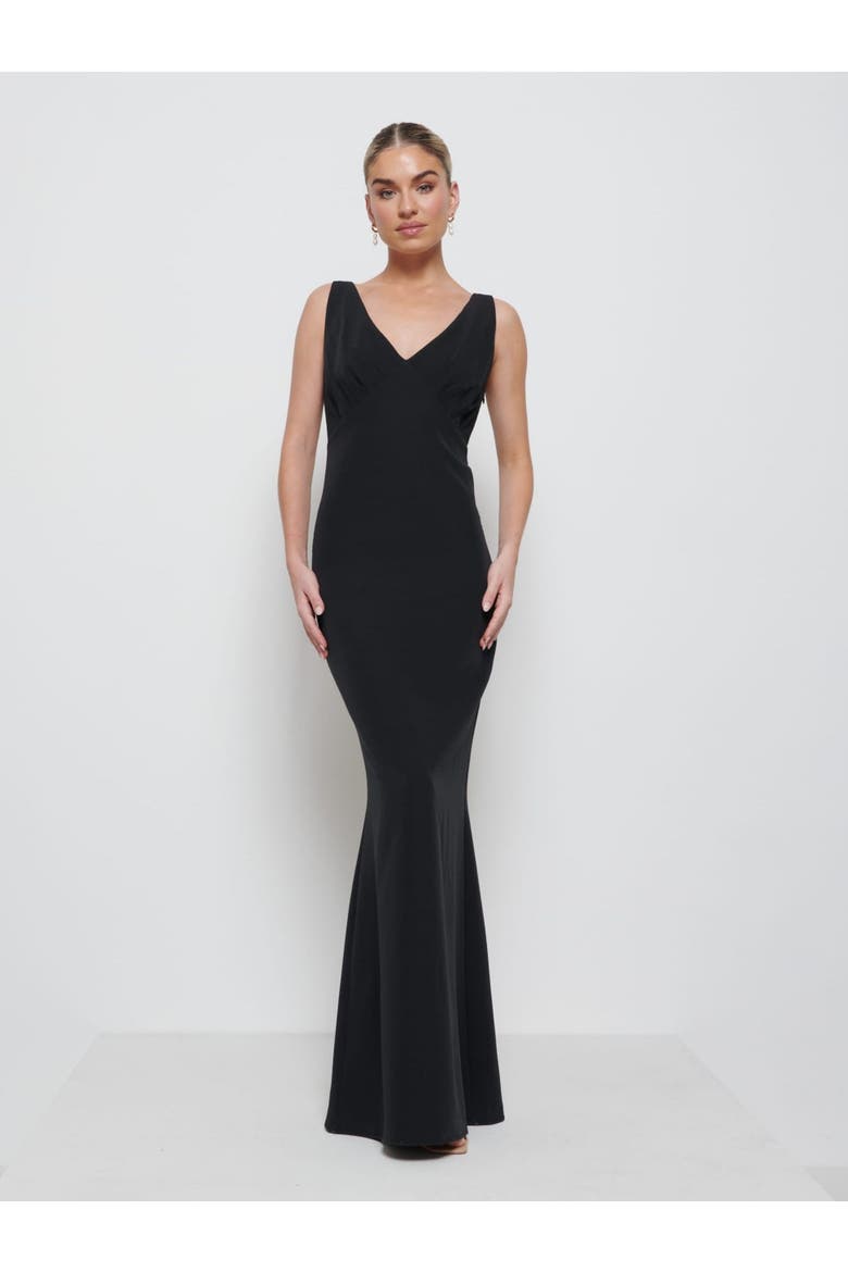 Esmee Crepe Maxi Bridesmaid Dress, Main, color, Black