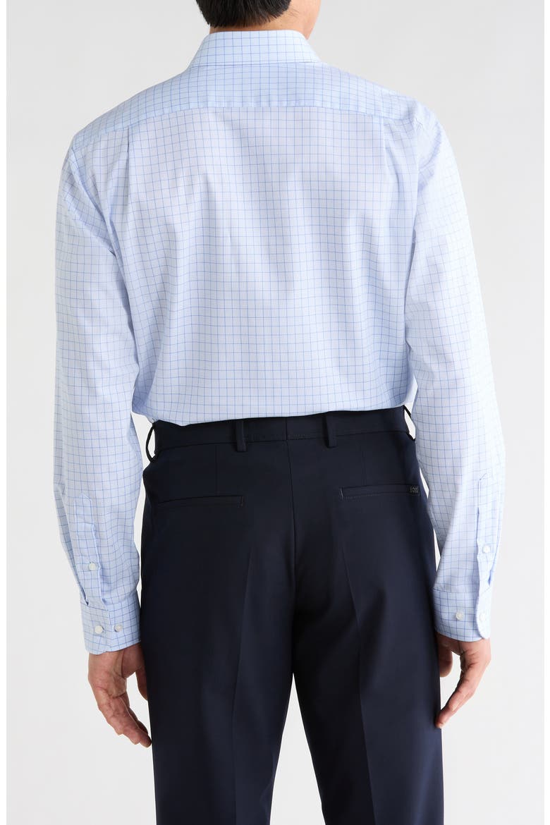Trim Fit Check Premium Non Iron Cotton Dress Shirt, Alternate, color, BLUE VALERIO GRID