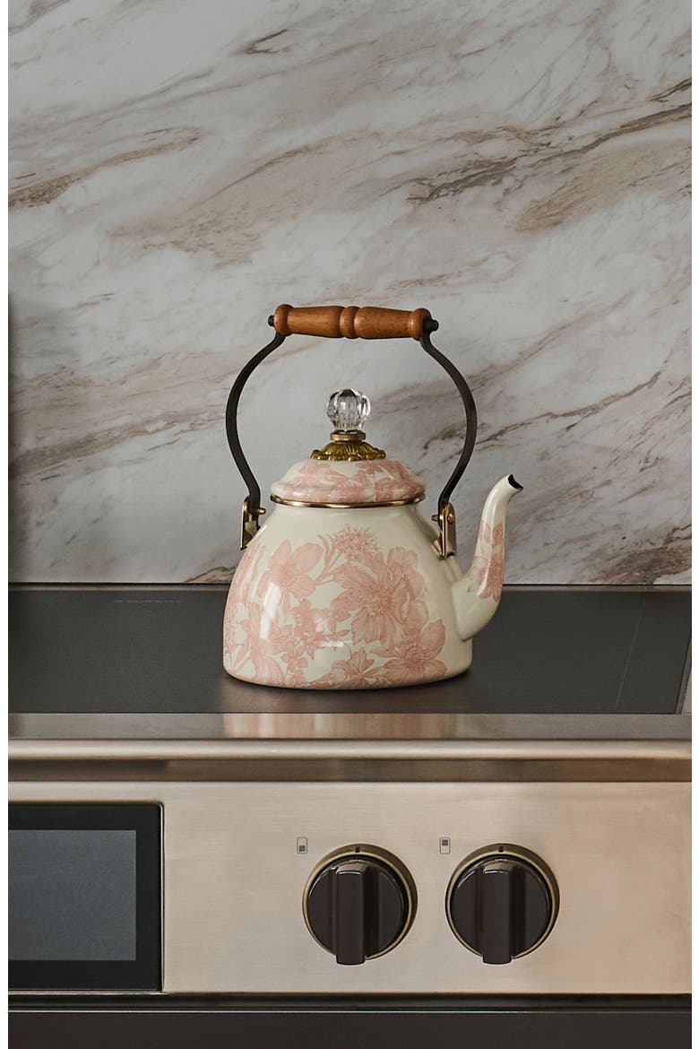 Rosy English Garden 2-Quart Tea Kettle, Alternate, color, PINK