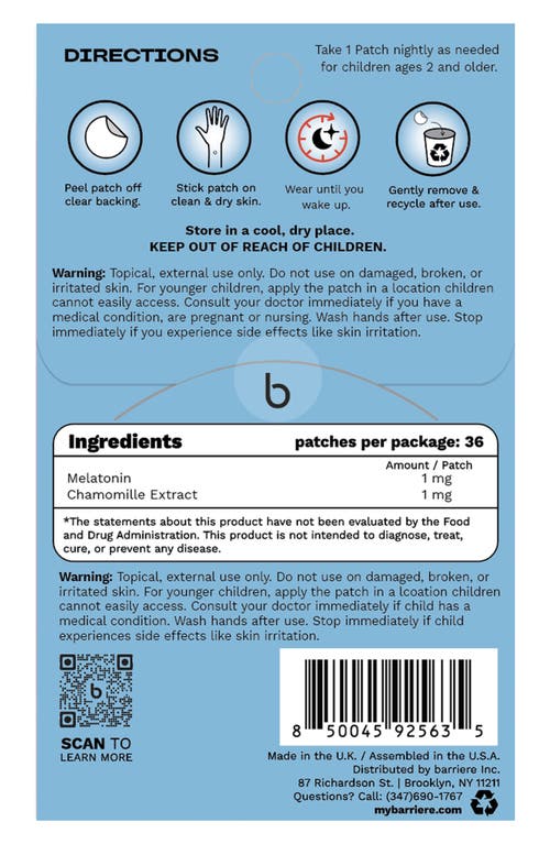 Barrière Barriere Kids' Sleep Patch Set In Multi