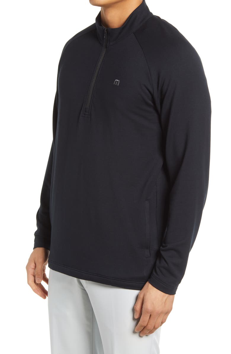 TravisMathew Men's Networking Quarter Zip Fleece Pullover, Alternate, color, Black