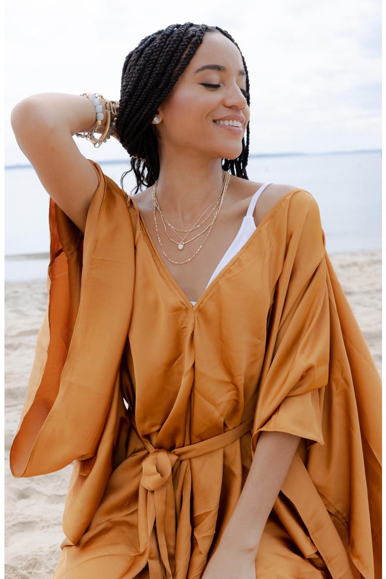 Tie Front Kaftan, Alternate, color, GOLD