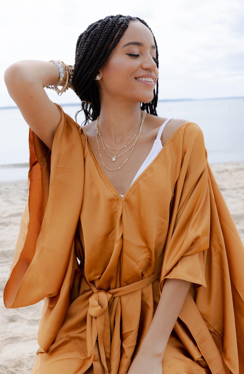 SAACHI Tie Front Kaftan, Alternate, color, Gold