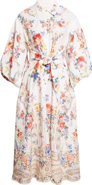Camilla I Left My Heart in Granada Print Tie Waist Linen Shirtdress