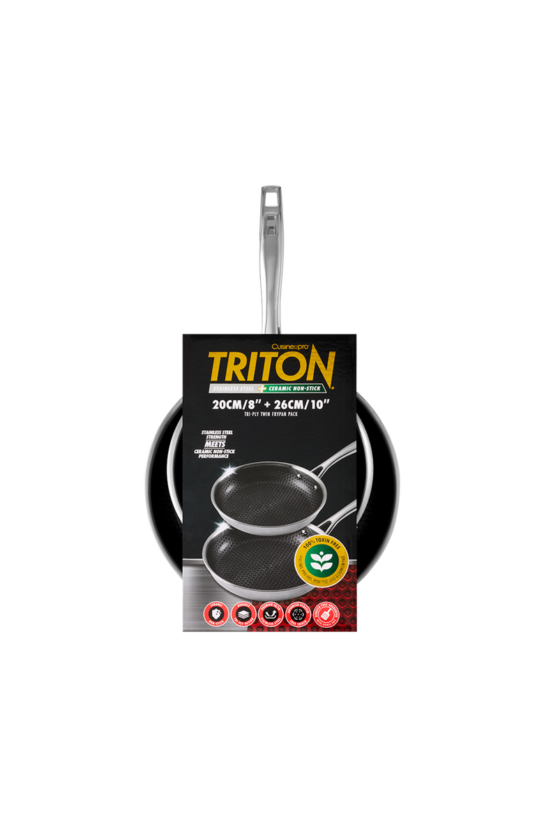 Triton Twin Frypan 8" & 10", Alternate, color, Silver, Black