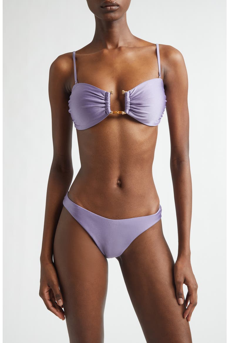 Indra Hardware Bandeau Two-Piece Swimsuit, Main, color, DUSTY LILAC