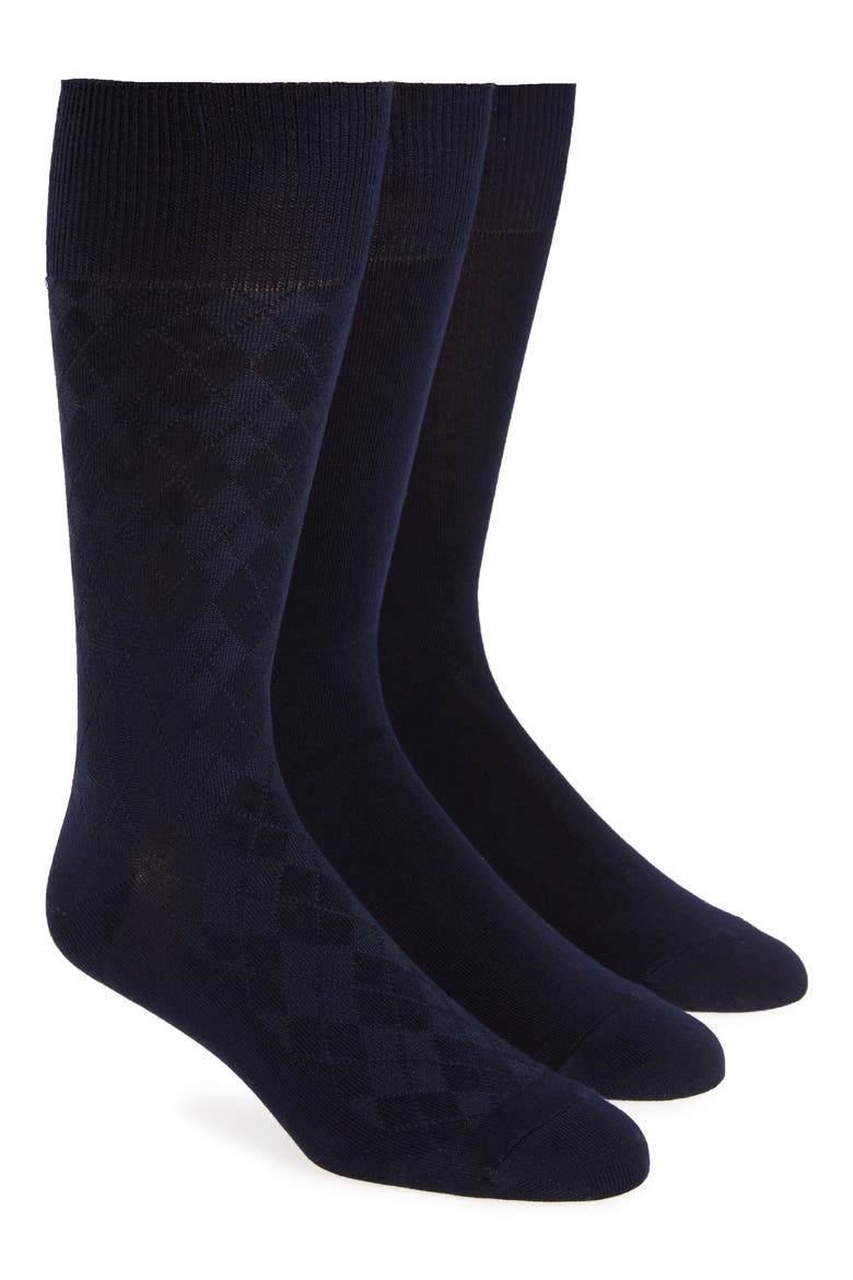 3-Pack Dress Socks, Main, color, NAVY