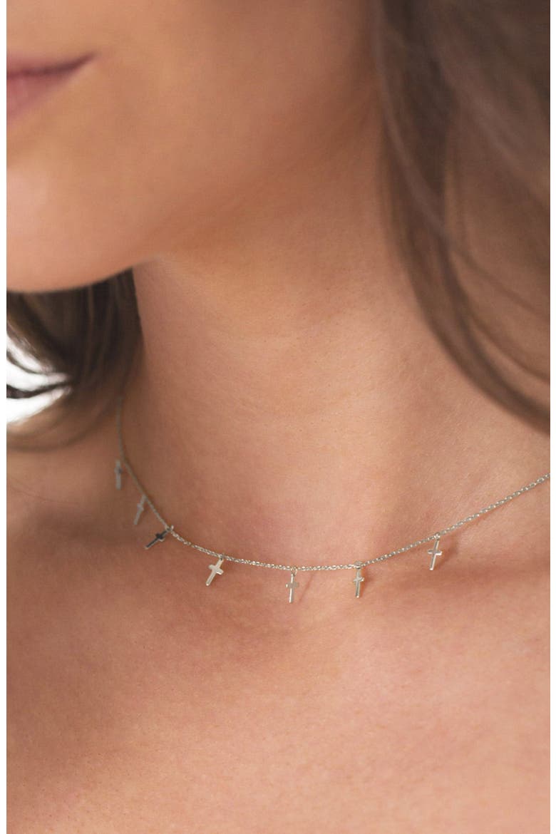 Sterling Silver 18k Gold Plated Brianna Cross Necklace Trendy Style, Alternate, color, Silver