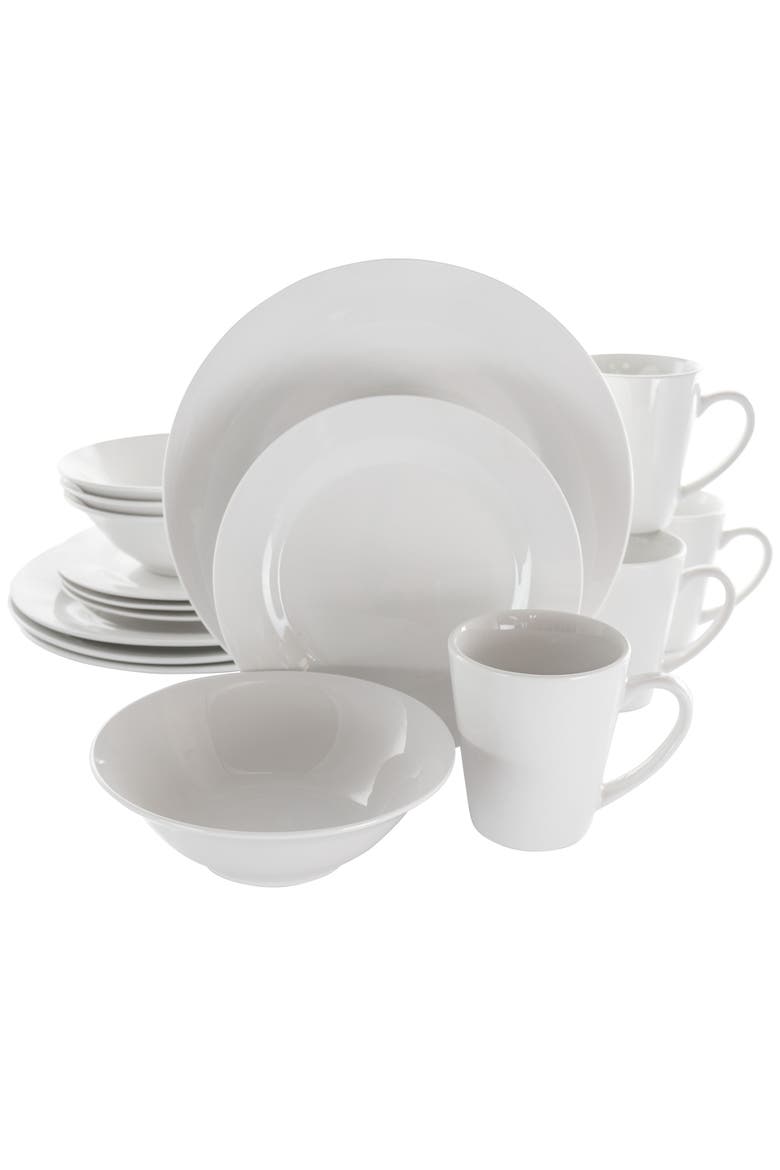 Marshall 16 Piece Porcelain Dinnerware Set, Main, color, White
