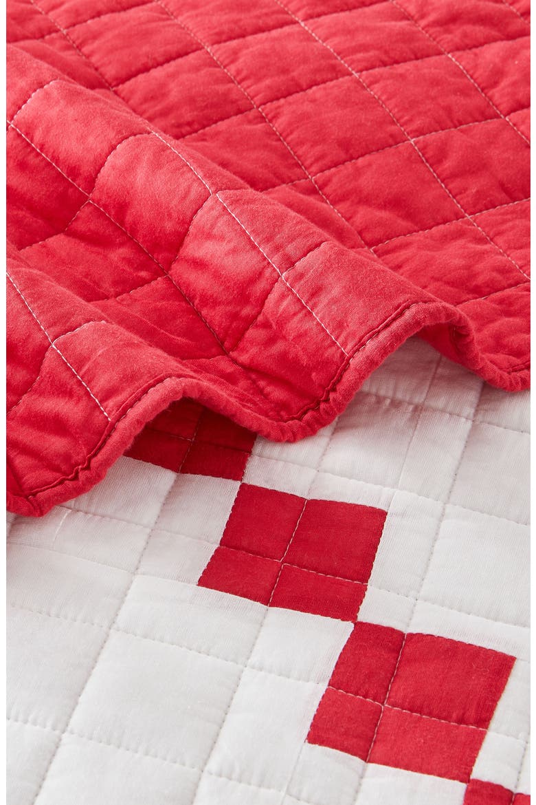 Irish Chain Patchwork Quilt Set, Alternate, color, RED