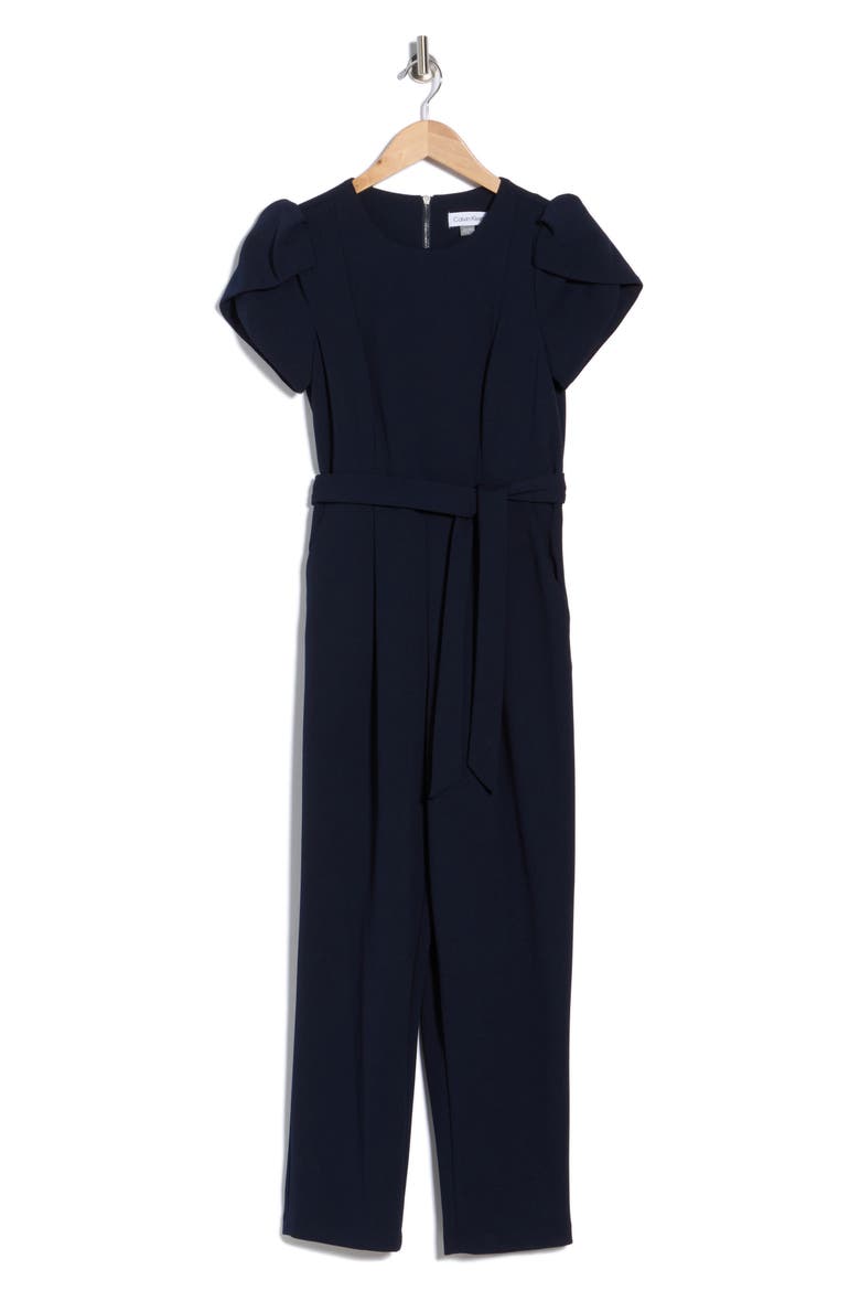 Tulip Sleeve Belted Jumpsuit, Alternate, color, INDIGO