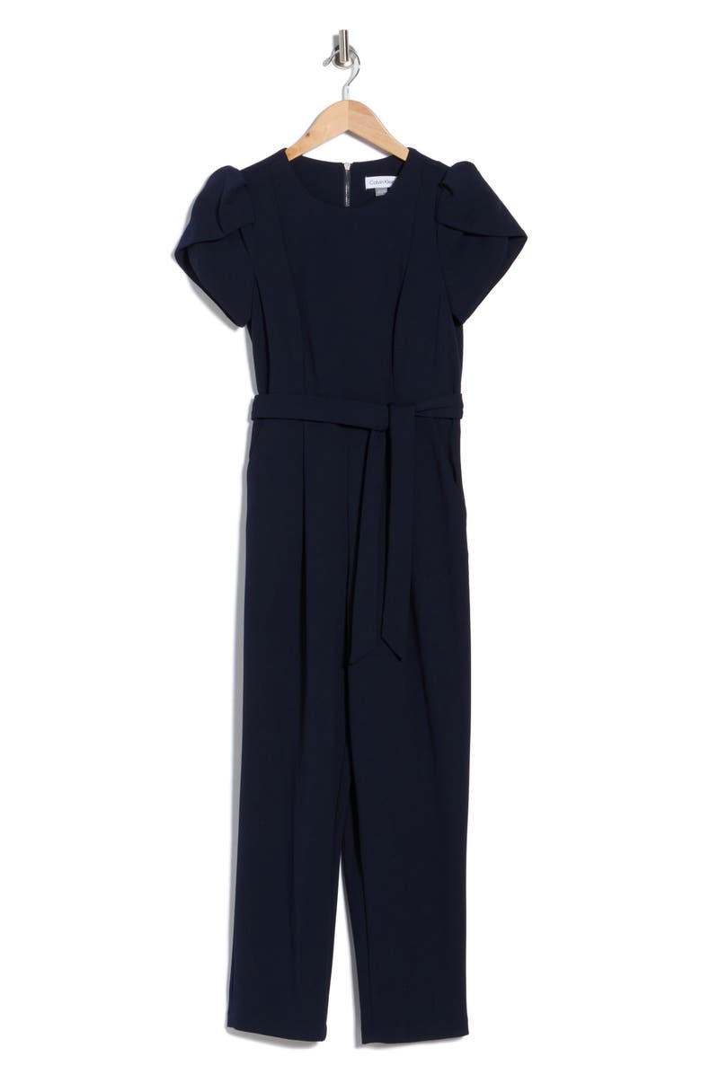 Calvin Klein Tulip Sleeve Belted Jumpsuit, Main, color, Indigo