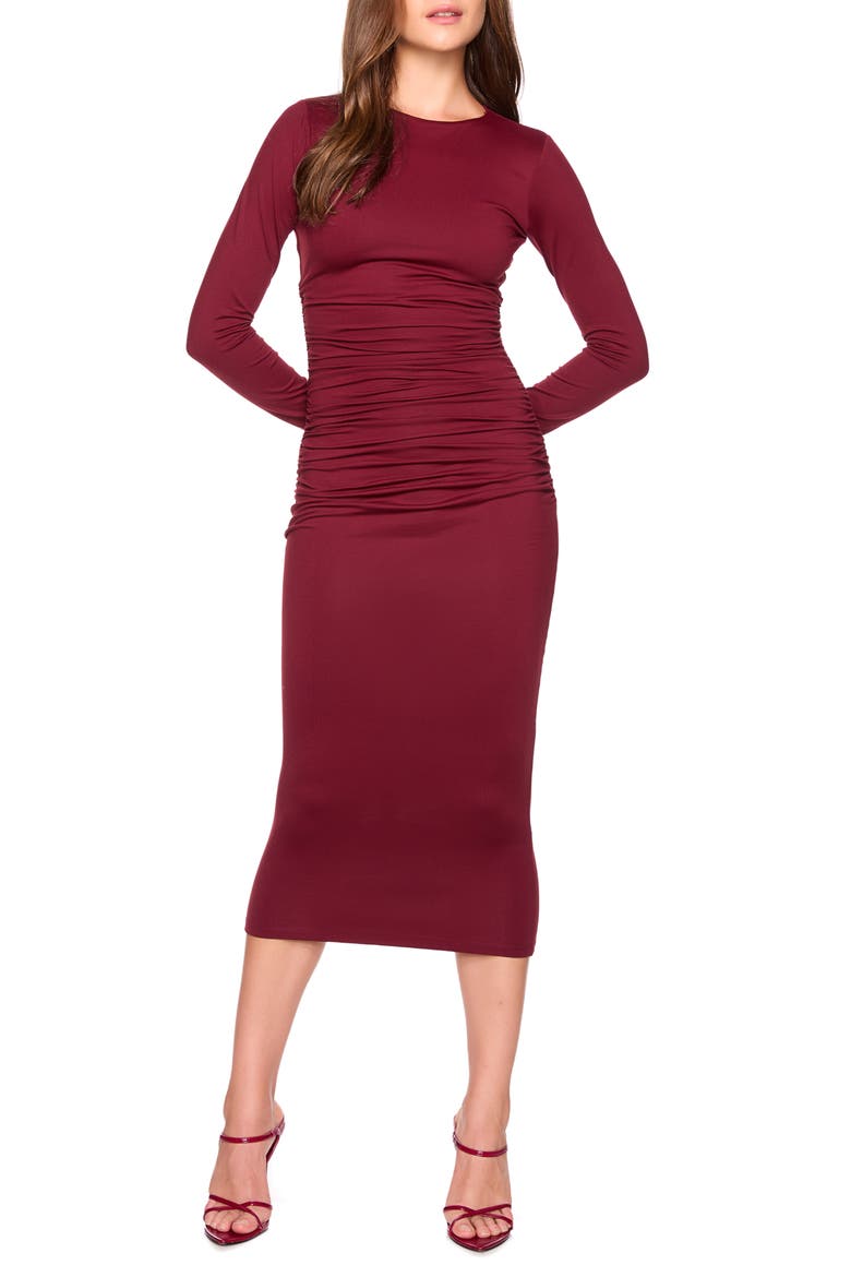Long Sleeve Midi Dress, Main, color, OXBLOOD
