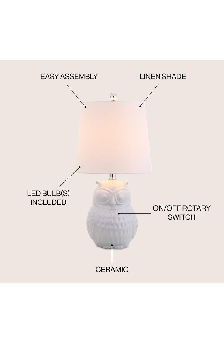 JONATHAN Y Hoot Ceramic Mini LED Table Lamp, Alternate, color, White
