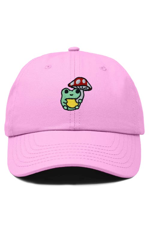 Shop Dalix Mushroom Frog Embroidered Hat In Light Pink