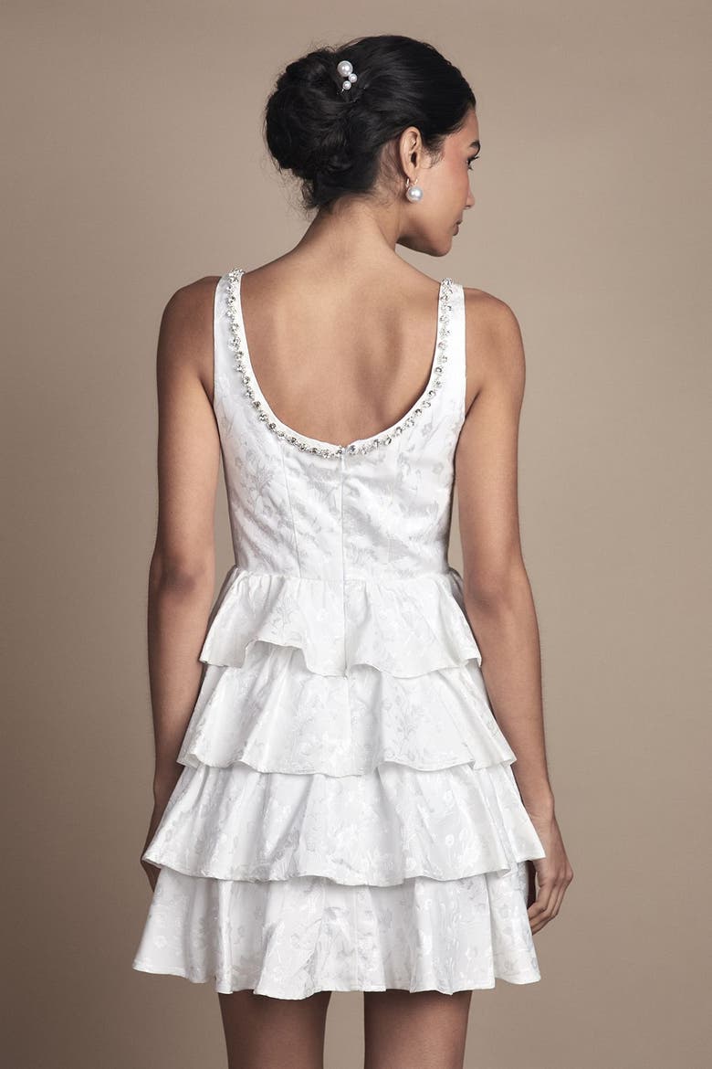 Ruffle Hem Mini Wedding Dress, Alternate, color, Ivory