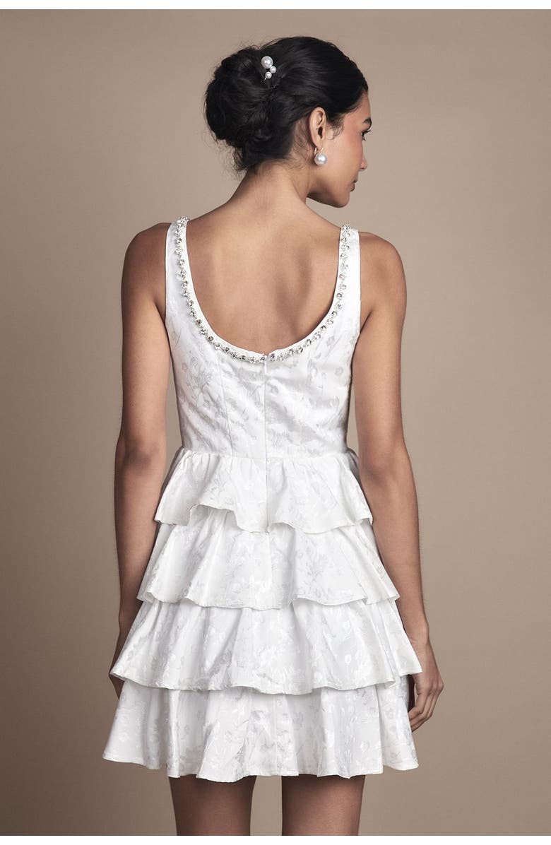 Coast Ruffle Hem Mini Wedding Dress, Alternate, color, Ivory